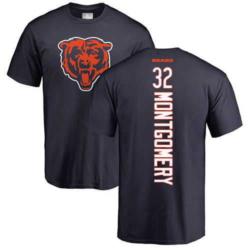 Chicago Bears Men Navy Blue David Montgomery Backer NFL Football #32 T Shirt->nfl t-shirts->Sports Accessory